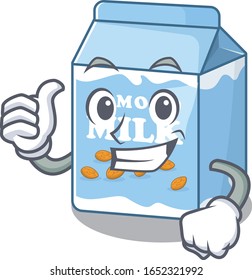 Funny almond milk making Thumbs up gesture