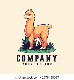 funny alpaca logo designs vector