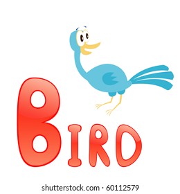 Funny alphabet for children. Bird - letter B.