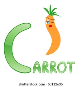 Funny alphabet for children. Carrot - letter C.