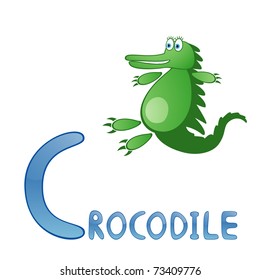 Funny alphabet for children. Crocodile - letter C