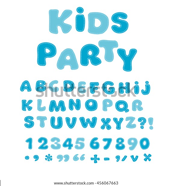 子ども用のおかしなアルファベット 青の色のかわいいアルファベットの文字 太字のソフトフォントabc 誕生日の挨拶用の丸い文字 ベビーシャワーカード 教育用ポスター のベクター画像素材 ロイヤリティフリー Shutterstock