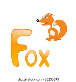Funny alphabet for children. Fox - letter F.