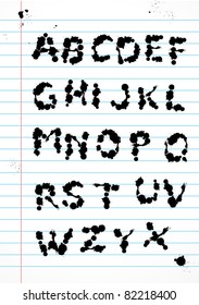 Funny alphabet consists of stains, vector