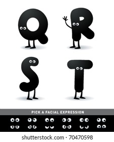 Funny alphabet. Easy to edit. Make your own funny word.