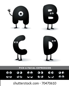 Funny alphabet. Easy to edit. Make your own funny word.