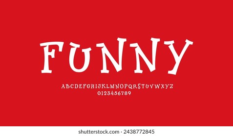 Funny alphabet, fantasy font made wonderland white style, magical letters and numerals, vector illustration 10EPS