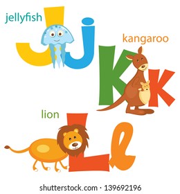 Funny alphabet. Letters J,K,L