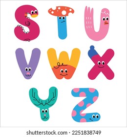 Funny alphabet letters - S, T, U, V, W, X, Y, Z