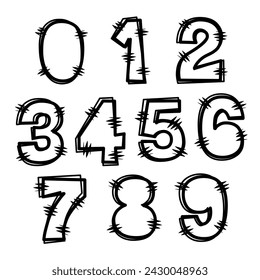 Funny Alphabet Number Double Line Outline. Playful letters design for decoration. Vector Illustration about Character.