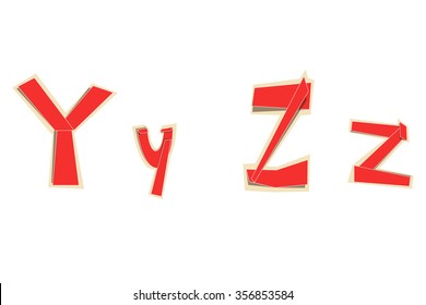 Funny alphabet in paper cut and fold style.