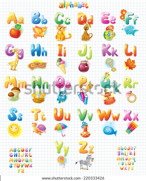 Funny Alphabet Pictures Children Stock Vector (Royalty Free) 220333426 ...