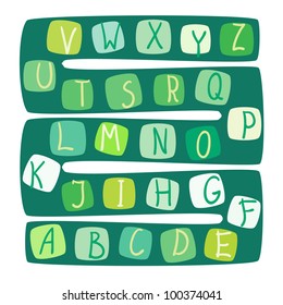 Funny alphabet. Vector illustration of a board game with the alphabet
