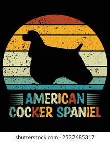 Funny American Cocker Spaniel Vintage Retro Sunset Silhouette Gifts Dog Lover Dog Owner Essential T-Shirt