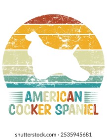 Funny American Cocker Spaniel Vintage Retro Sunset Silhouette Gifts Dog Lover Dog Owner Essential T-Shirt