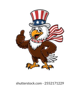 Funny American Eagle Cartoon Illustration