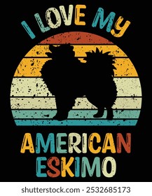 Funny American Eskimo Vintage Retro Sunset Silhouette Gifts Dog Lover Dog Owner Essential T-Shirt