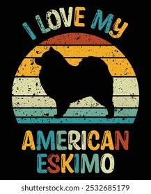 Funny American Eskimo Vintage Retro Sunset Silhouette Gifts Dog Lover Dog Owner Essential T-Shirt