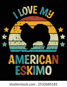 Funny American Eskimo Vintage Retro Sunset Silhouette Gifts Dog Lover Dog Owner Essential T-Shirt