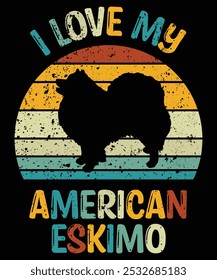 Funny American Eskimo Vintage Retro Sunset Silhouette Gifts Dog Lover Dog Owner Essential T-Shirt