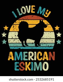 Funny American Eskimo Vintage Retro Sunset Silhouette Gifts Dog Lover Dog Owner Essential T-Shirt