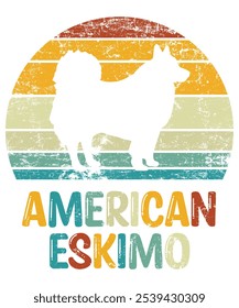 Funny American Eskimo Vintage Retro Sunset Silhouette Gifts Dog Lover Dog Owner Essential T-Shirt