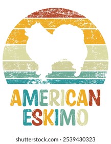 Funny American Eskimo Vintage Retro Sunset Silhouette Gifts Dog Lover Dog Owner Essential T-Shirt