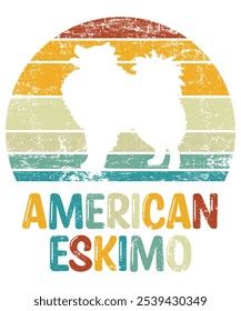 Funny American Eskimo Vintage Retro Sunset Silhouette Gifts Dog Lover Dog Owner Essential T-Shirt