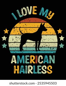 Funny American Hairless Vintage Retro Sunset Silhouette Gifts Dog Lover Dog Owner Essential T-Shirt