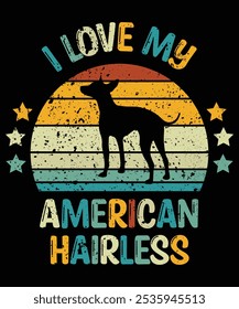 Funny American Hairless Vintage Retro Sunset Silhouette Gifts Dog Lover Dog Owner Essential T-Shirt