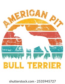 Funny American Pit Bull Terrier Vintage Retro Sunset Silhouette Gifts Dog Lover Dog Owner Essential T-Shirt