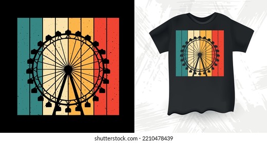 Funny Amusement Park Retro Vintage Theme Park Roller Coaster T-Shirt Design
