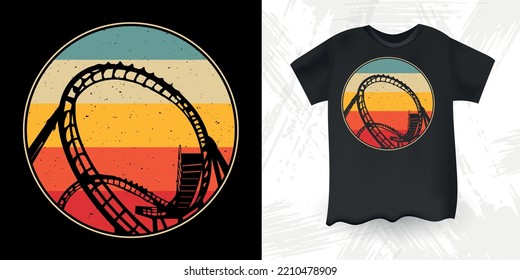 Funny Amusement Park Retro Vintage Theme Park Roller Coaster T-Shirt Design