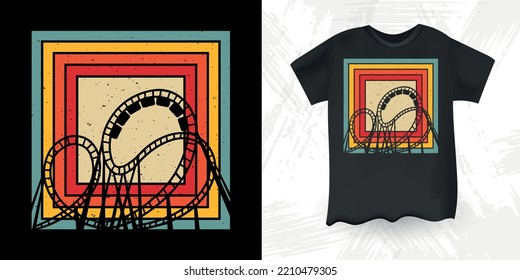 Funny Amusement Park Retro Vintage Theme Park Roller Coaster T-Shirt Design