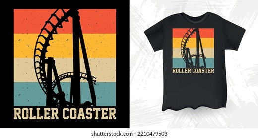 Funny Amusement Park Retro Vintage Theme Park Roller Coaster T-Shirt Design