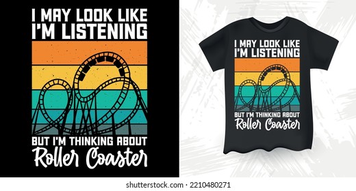 Divertido parque de atracciones Retro Vintage Park Roller Coaster T-Shirt Design