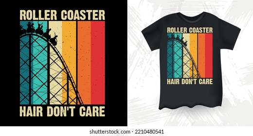 Funny Amusement Park Retro Vintage Theme Park Roller Coaster T-Shirt Design