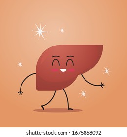 funny anatomical liver character cute human body internal organ anatomy healthcare medical concept vector illustration