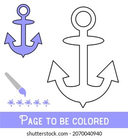 Funny Anchor to be colored, the coloring book for preschool kids with easy educational gaming level.