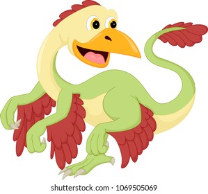 funny ancient bird cartoon standing with smile