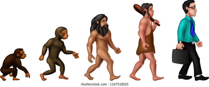 funny ancient human cartoon walking from time to time
