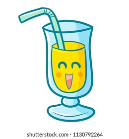 Funny andd cute fresh yellow juice laughing happily - vector