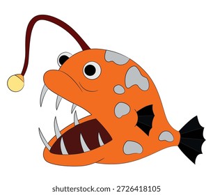 Peixe de pescador engraçado sobre fundo branco