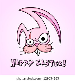 Funny Angry Cartoon Easter Bunny Postcard Stock Vector (Royalty Free ...