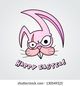 Funny angry cartoon easter bunny postcard.