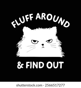 Funny Angry Cat Illustration with Fluffy Text Vector Clipart