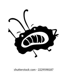 A funny angry creature who is fighting with someone. A fearless little monster. Isolated vector image.