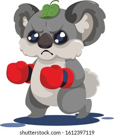 Funny angry koala in boxing tights