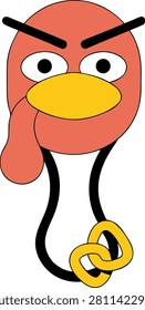 Funny Angry Turkey Character Illustration with Pacifier and Gold Rings