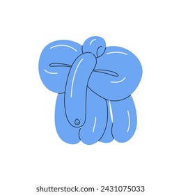 Funny animal balloon. Twisting inflatable toy in elephant shape. Rubber figure of cute pet. Birthday party decor. Knotted latex form of beast. Flat isolated vector illustration on white background
